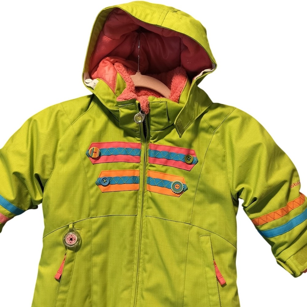 Obermeyer Kids Ski Snowboard Jacket Neon Green Pink Blue Size 2 I Grow System - Picture 4 of 9